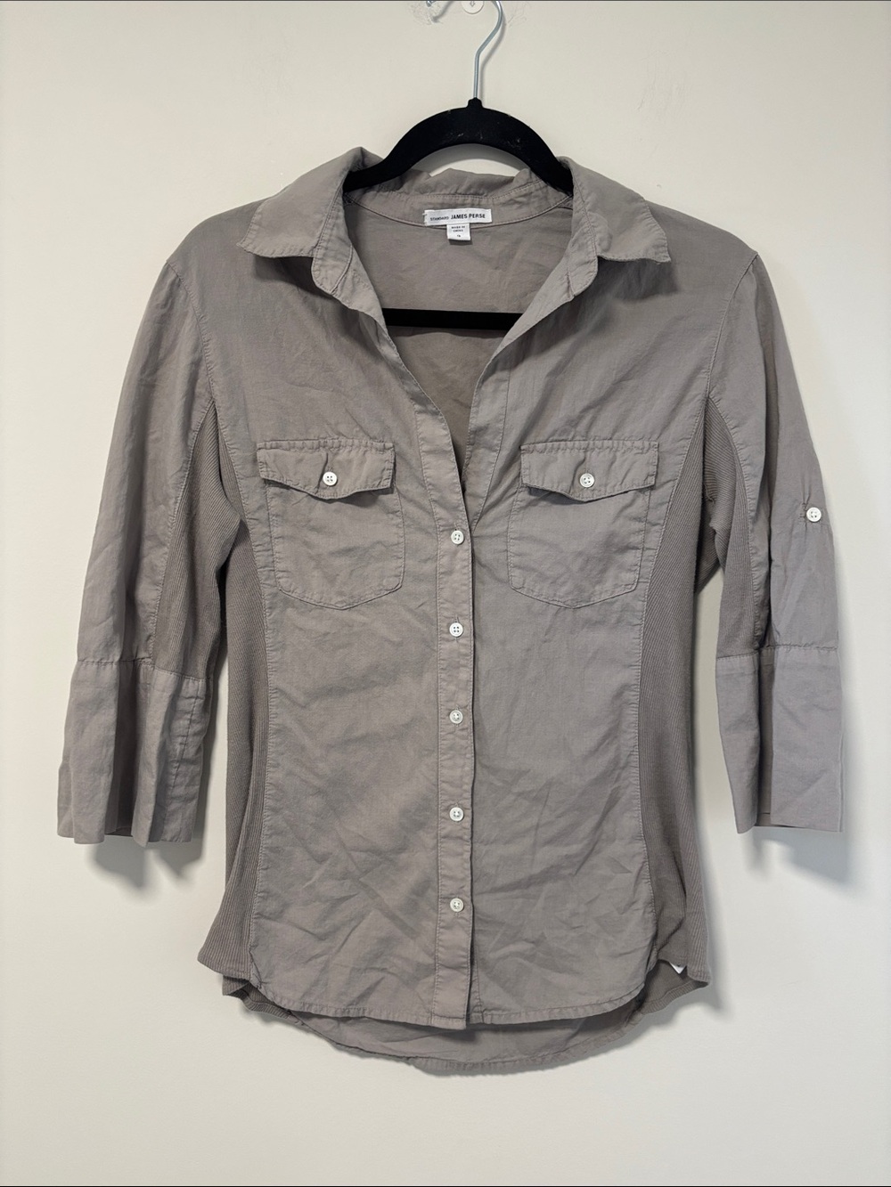 James Perse Taupe Button-Down Shirt